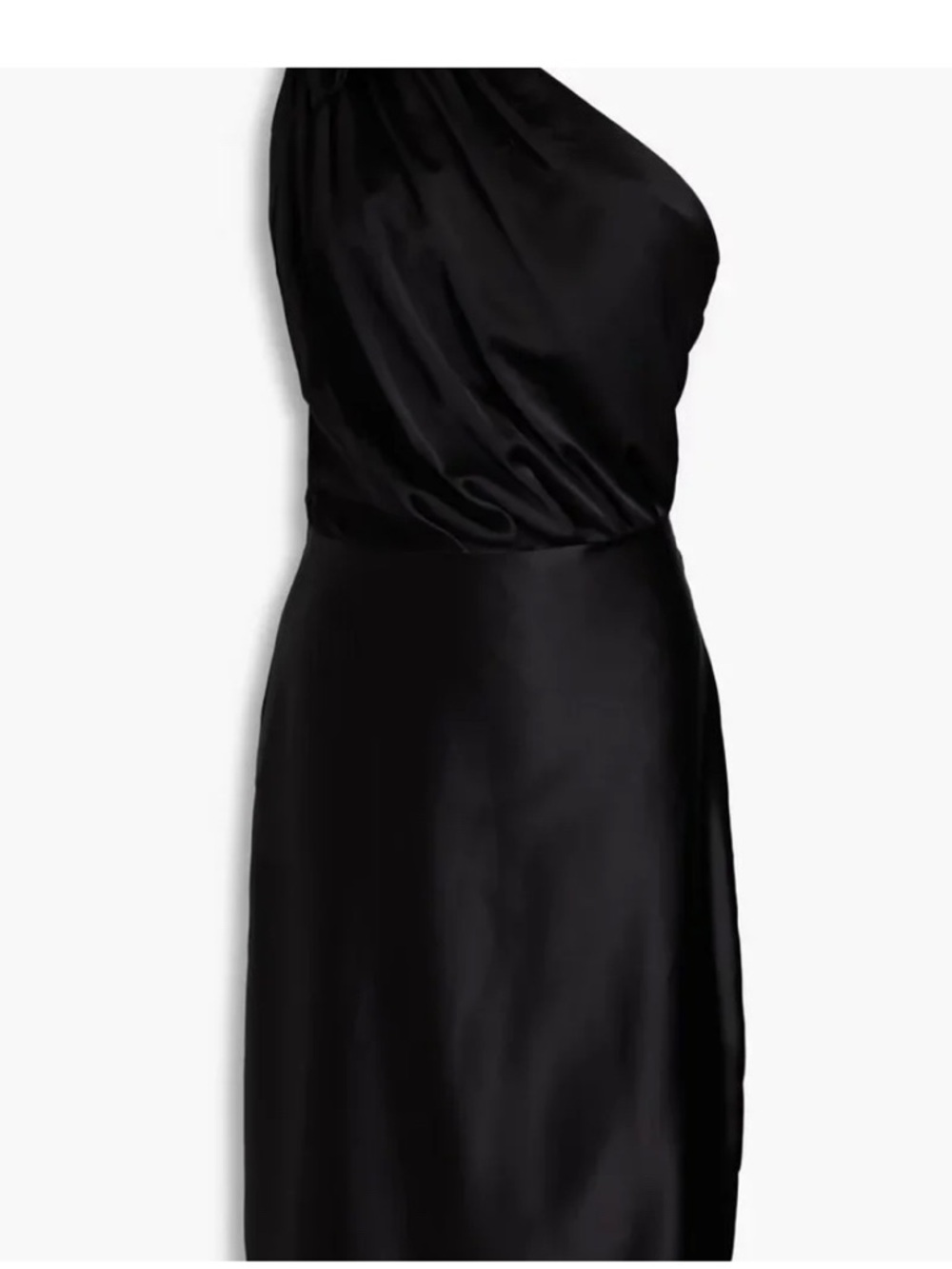 Retrofete Black One-Shoulder Asymmetrical Satin Mini Dress - Picture 2 of 9